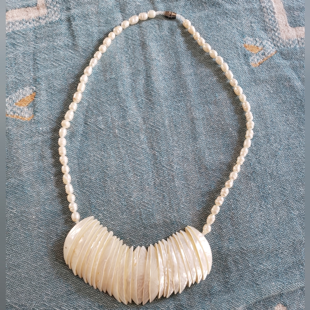 Genuine Pearl Fringe Beaded Necklace
